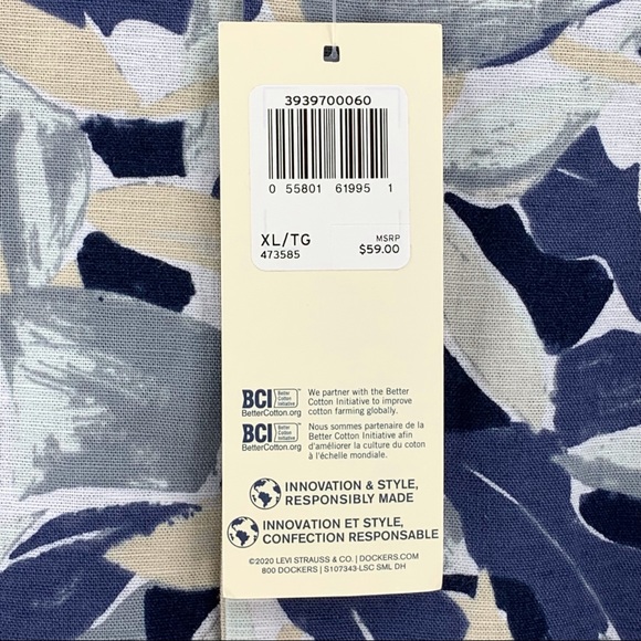 Dockers NWT Floral Patterned Short Sleeve Button Front Cotten & Linen Shirt, XL - Picture 13 of 14